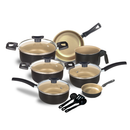 Conjunto Jogo de Panelas Teflon 10 Pçs Antiaderente Tampa de Vidro