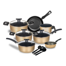Conjunto Jogo de Panelas Teflon 10 Pçs Antiaderente Tampa de Vidro