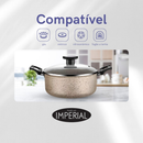 Conjunto De Panelas 10 Peças Antiaderente Caçarola Frigideira Fervedor Cor Coffee Cappuccino + Talheres