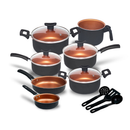Conjunto Jogo de Panelas Teflon 10 Pçs Antiaderente Tampa de Vidro