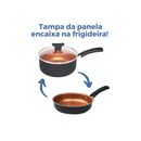 Conjunto Jogo de Panelas Teflon 10 Pçs Antiaderente Tampa de Vidro