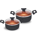 Conjunto Jogo de Panelas Teflon 10 Pçs Antiaderente Tampa de Vidro